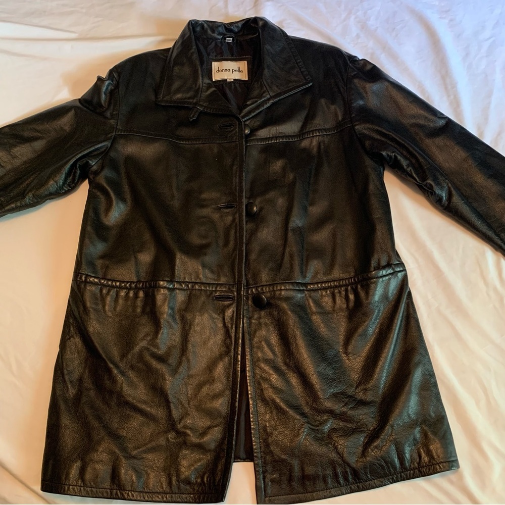 VINTAGE Donna Pelle Women’s Genuine Leather Jacket Black Size Medium